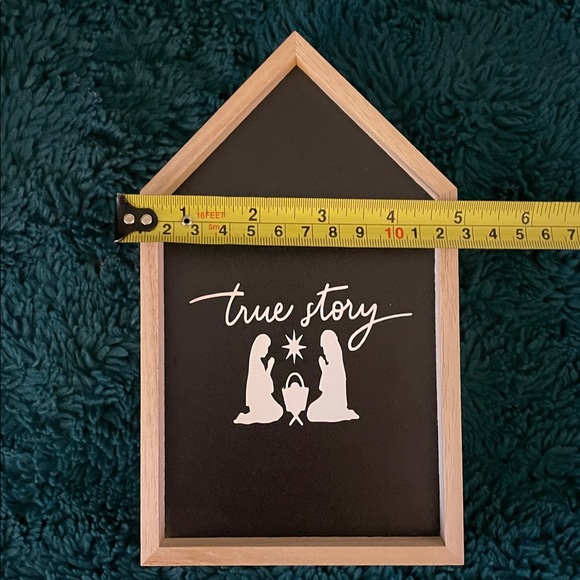 🆕 Small Wooden True Story Christmas Sign Table Top Decor - Blackboard Manger - Picture 5 of 5